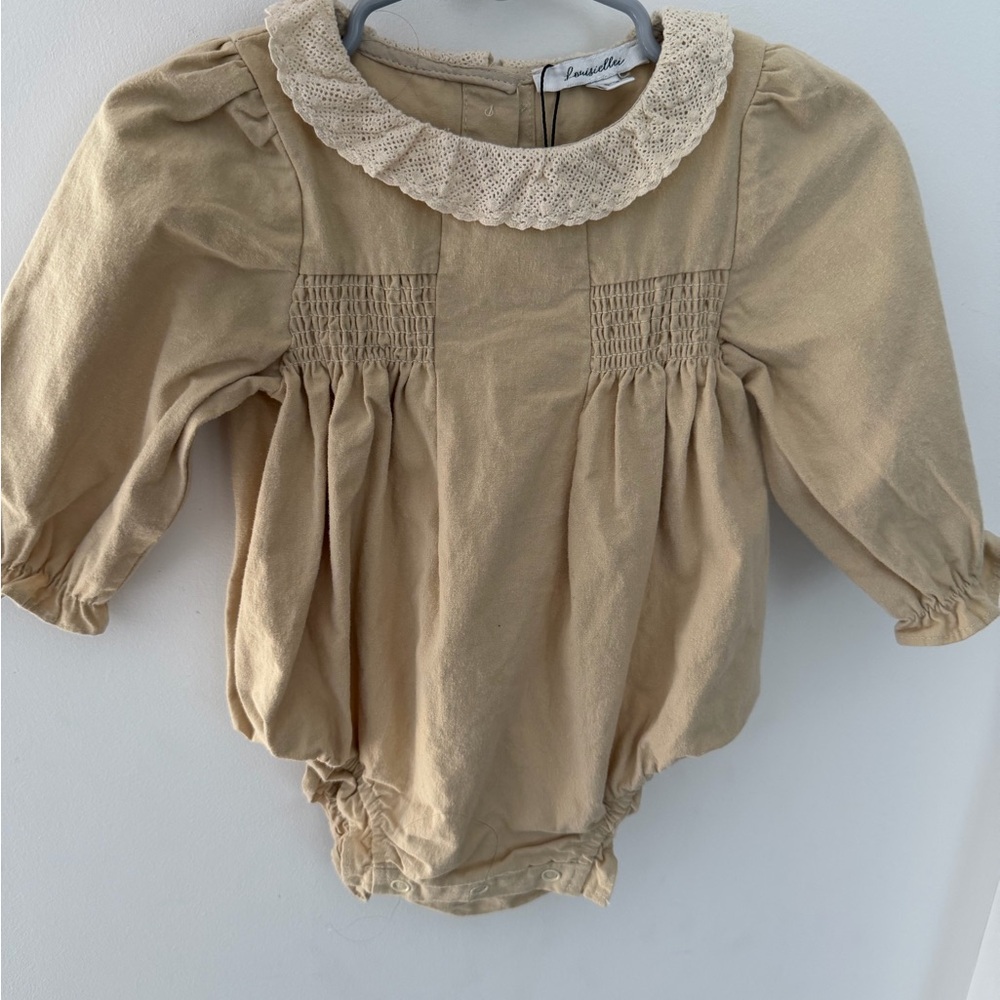 Beige Lace-Collar Baby One-Piece